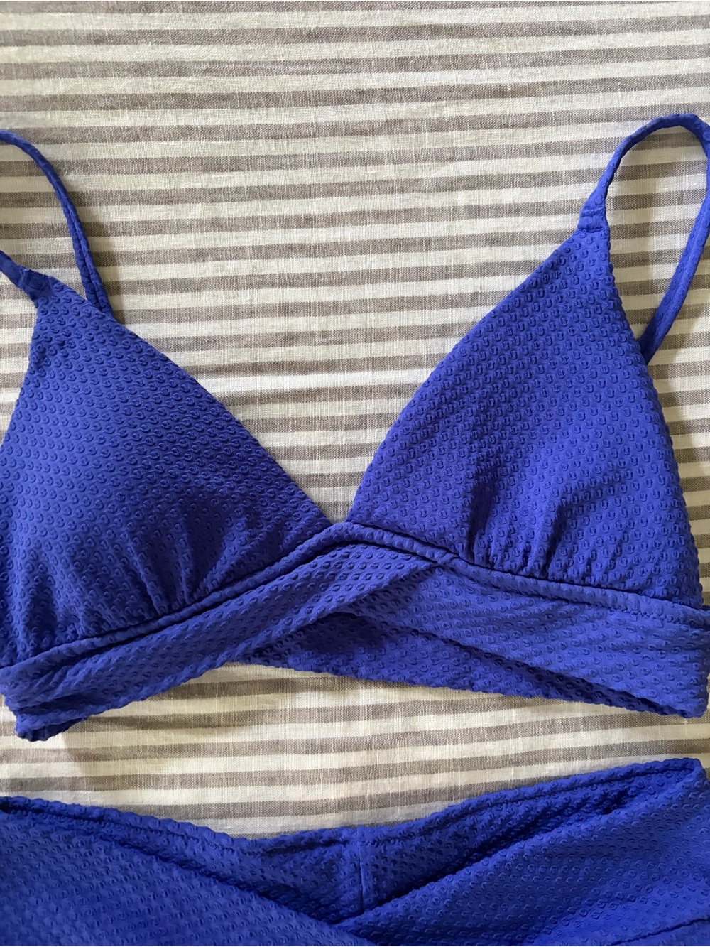 aerie Textured Royal Blue Bikini Set - Picture 3 of 4